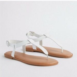 Torrid White T- Strappy Sandals - Size 10WW